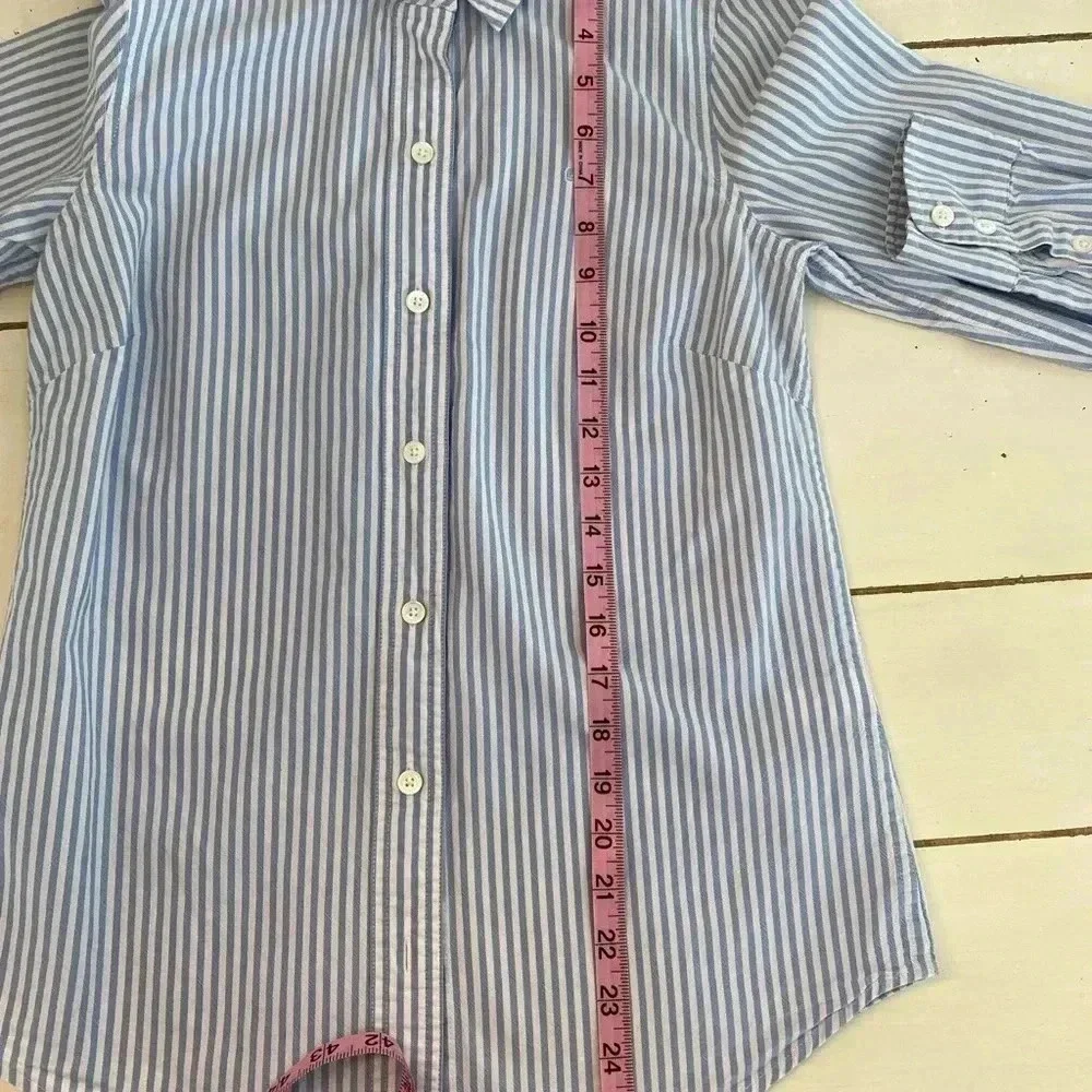 Vineyard Vines Stripe Button Down Shirt Women’s 0 Blue And White